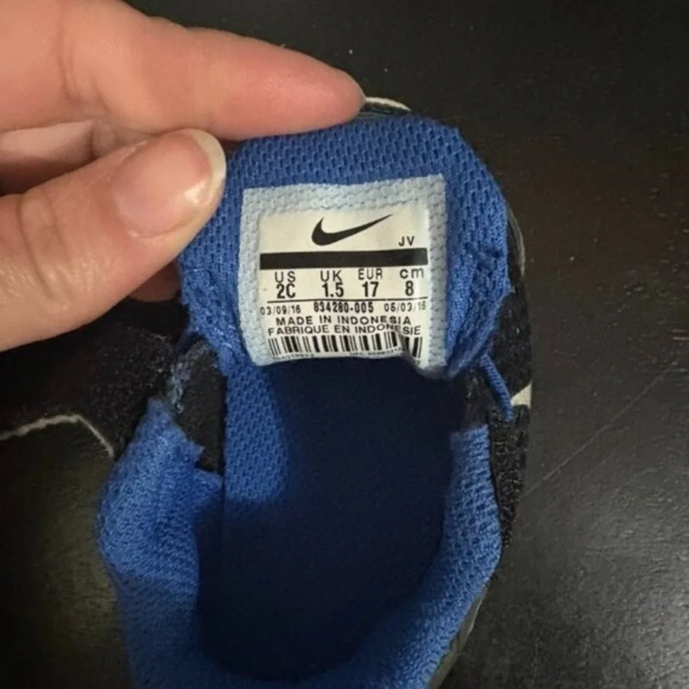 Nike Flex Experience Run Toddler Shoes Black Blue Hook Loop Size 2C
